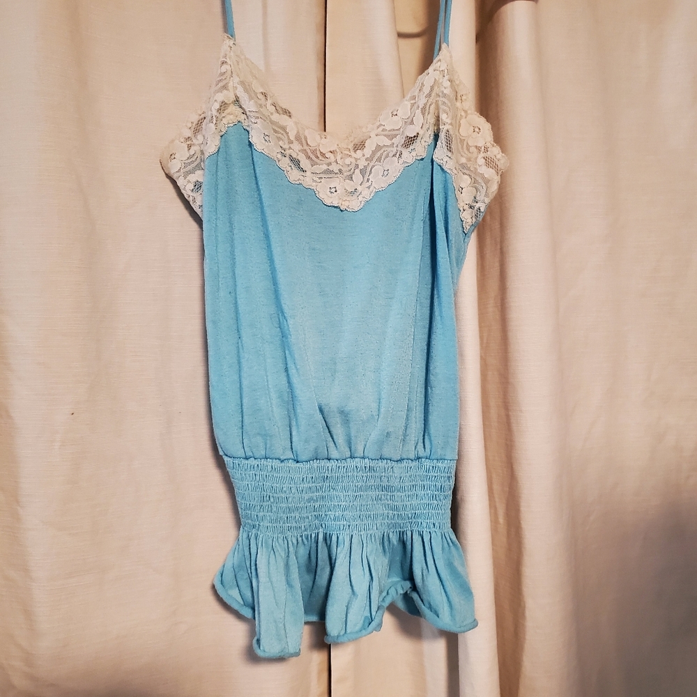 Women's Blue tank top with lace